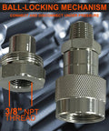 Two Pack Three Eighths NPT Hydraulic Quick Connect Disconnect Couplers 10000 PSI High Pressure Replaces Enerpac C604 with Dust Caps