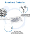 30 Pack 1/4-20 X 1/2 Inch Stainless Steel Set Screws Hex Allen Head Socket Bolts Cup Point Internal Drive With Key Wrench