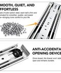 Illustration of 72 Inch Beefy Heavy Duty Drawer Slides 500 Lbs Side Mount Locking Full Extension Ball Bearing Glides, steel construction.