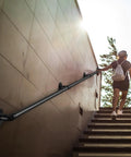 Badass Industrial Pipe Handrail For Indoor Or Outdoor Living Spaces Rock Solid Wall Mount Stair Rail on outdoor stairs.
