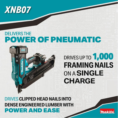 Image showing 18V LXT Cordless Framing Nailer With Thirty Degree Clipped Head Drive, Three And A Half Inch Nails, Tool Only.