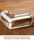 Soft PVC Table Corner Protectors 4 Pack Impact Resistant Edge Guards for desks, clear corner guard on wooden furniture