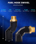 360 Degree Fuel Hose Swivel Kit With Three Quarter Inch NPT Threads For Easy Angling Safer And Faster Fueling No Fuss Multi Plane Rotation Leak Resistant Nozzle Connection Compatible With Most Three Quarter Inch Fuel Hoses And Nozzles, black 3/4 NPT fuel hose swivel