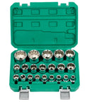 Heavy Duty 12 Point Socket Set Mechanic Tool Kit With Storage Case Adapter, green case with steel sockets
