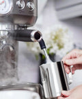 Milk Frothing Pitcher 350ml Stainless Steel With Sharp Spout For Cappuccino And Latte Art Durable Barista Grade Cup In Use