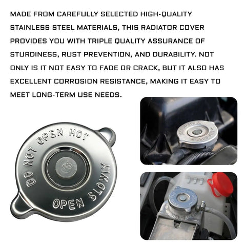 Radiator Cover With Dual Lug Reservoir Cap Stainless Steel No Fuss 16 PSI Engine Cap Universal Fit For Most Cars Including Dodge And Jeep Easy Install Silver