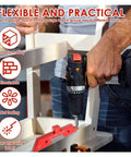 Person using a drill with Slick 14 Piece Setup Block Gauge Set For Router Table Saws for precise height measurement and alignment.