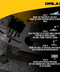 Drill with 5 Inch Diamond Hole Saw Drill Bit For Porcelain Tile Granite Glass And Ceramic showing cut process steps.