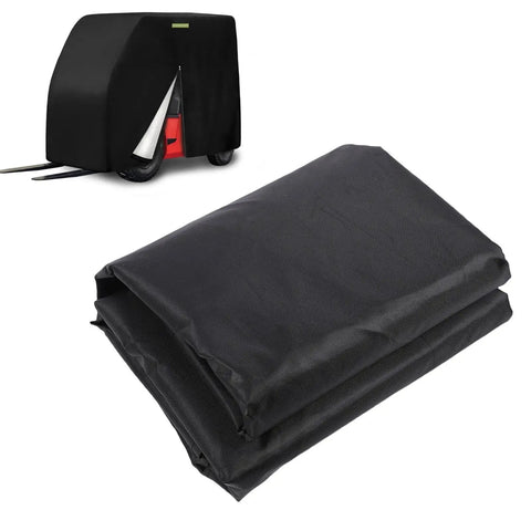 Rid Your Rig From Rain And Dirt With This Straight Up Tough Six Hundred Denier Forklift Cover Featuring Universal Fit And Reflective Strips For Total Job Site Peace Of Mind on a forklift.
