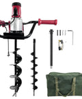 Electric Post Hole Digger With 6 Inch And 4 Inch Auger Bits, 1500W Power, ergonomic grip, and accessory bag
