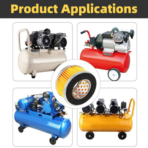 5 Pack Air Compressor Intake Paper Filter Elements 4.2x3x2 Inches Piston Type Yellow Replacement with various compressor applications