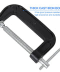 Single 4-inch black malleable iron C clamp from Six Pack 4 Inch C Clamps Set Black Malleable Iron C Clamps For Woodworking.