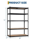 Heavy Duty Five Tier Metal Shelving Unit With Reinforced Steel Frame And Adjustable Thick Mdf Shelves Rock Solid Garage Storage Rack dimensions 72x48x18 inches.