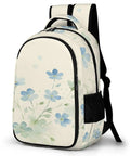 Pale Blue Wildflower Watercolor Print Backpack For Men And Women Large Capacity Unisex Daypack With Durable Polyester