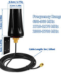 Outdoor 4G LTE Antenna With Wall Mount Waterproof SMA Male Connector Omnidirectional 5dBi Gain, black antenna with cable