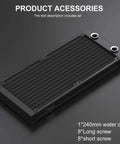 Dope 12 Pipe Aluminum Water Cooling Radiator For PC And CPU Rig 240mm G1 Quarter Inch Thread Heat Exchanger With High Flow Liquid Cooling Durable Black Radiator For Computer Laser Cooling System DC 12V, black 240mm aluminum radiator with G1/4 ports