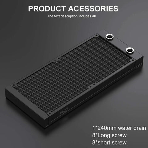Dope 12 Pipe Aluminum Water Cooling Radiator For PC And CPU Rig 240mm G1 Quarter Inch Thread Heat Exchanger With High Flow Liquid Cooling Durable Black Radiator For Computer Laser Cooling System DC 12V, black 240mm aluminum radiator with G1/4 ports