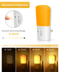 Amber Night Light With Dusk To Dawn Sensor Dimmable Plug In LED Night Light, dimming range 0-80 lumens display