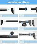 Installation steps for Heavy Duty No Drill Tension Curtain Rod Black Adjustable 41 To 185 Inch Extra Long Rod for renters.