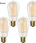 Vintage Edison Style 60W Incandescent Light Bulbs 4 Pack With E26 E27 Base 2100K Dimmable Warm ST64 Antique Squirrel Filament