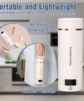 Portable Travel Electric Kettle With Four Temperature Presets 400Ml Mini Hot Water Boiler In 304 Stainless Steel Beige