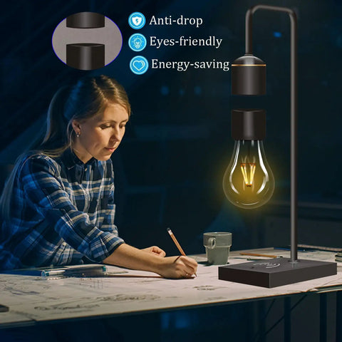 Magnetic Levitating Light Bulb With Wireless Charging Pad For Apple And Android Floating LED Table Lamp Anti Shock