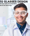 Person wearing Six Pack Anti Fog Safety Goggles For Lab And Industrial Use Adjustable Chemical Splash Eye Protection
