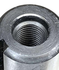 R8 end mill holder, 1-inch bore, steel body with internal threads, close-up view