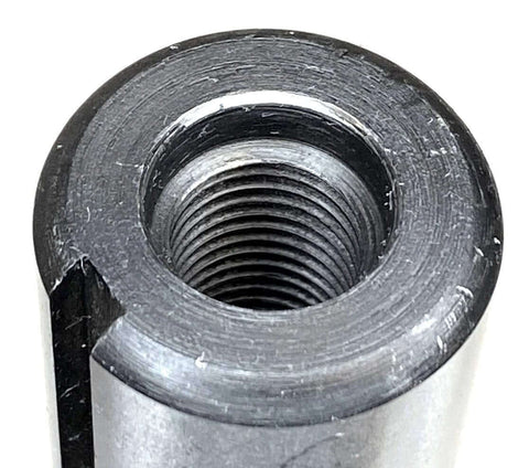 R8 end mill holder, 1-inch bore, steel body with internal threads, close-up view