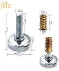 Beefy 10 Piece Adjustable Leveling Feet M8x25mm Heavy Duty Levelers With Nylon Base And Stainless Steel Core, showing dimensions