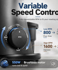 Variable speed control dial of Badass 80mm Flat Burr Electric Coffee Bean Grinder for precise grinding.