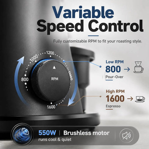 Variable speed control dial of Badass 80mm Flat Burr Electric Coffee Bean Grinder for precise grinding.