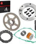 Beefed Up All In One Starter Clutch Kit With One Way Bearing Gear Idler Outer Clutch Gasket 72T Driven Gear Flywheel Puller Tool 20mm And Oil Filter For Honda Sportrax 400 TRX400EX TRX400X 1999 To 2014 components shown