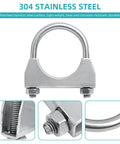 1 Inch Universal Heavy Duty Exhaust U Clamp Stainless Steel U Bolt Clamp for 1 Inch Pipe Muffler Exhaust System Pack of 2 close-up view