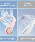 Portable Neck Fan With 4000mAh Battery Rechargeable Personal Cooler With 3 Speed Settings And 64 LED Lights Hands Free Summer Breeze Pink