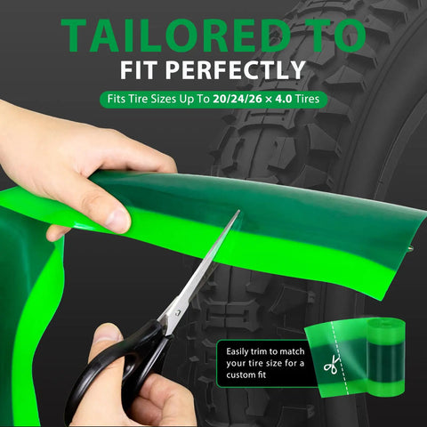 Hand cutting Two Pack Fat Tire Liners For Twenty, Twenty Four, And Twenty Six By Four Inch Fat Bike And E Bike Tires, 110Mm Wide TPU