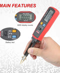 Hand holding UT116C SMD Tester For Resistors, Capacitors, Diodes, And RCDs With Auto Range LCD, showing main features and display.