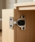 Close-up of 8 Pack Cabinet Hinge Replacement Kit For 30.310-11.02, 110 Degree Screw On Compact 33 installed on cabinet