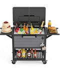 104 Quart Rolling Cooler With Wheels For Backyard Parties Outdoor Bbq Tailgates And Camping Heavy Duty Portable Ice Chest On Wheels With Easy Pull Handle Holds Up To 100 Cans And Ice Gray