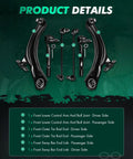 SCITOO 6-piece front suspension kit: lower control arms with ball joints, outer tie rod ends, sway bar links for Rogue