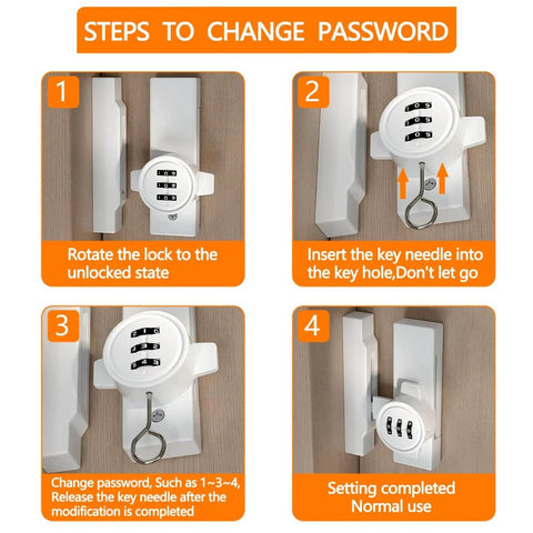 Instruction guide for Keyless 3 Digit Combination Gate Latch For Barn Doors And Cabinets Mechanical Password Lock For Privacy Easy Flip Latch For Windows Sliding Doors Bathrooms And More With 1000 Possible Codes Durable Silvery Finish And Simple One Hand Operation