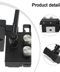Woodworking Miter Track Jig 19mm T Slot Fixture with sliding limiter block and ergonomic rotatable handle, aluminum body