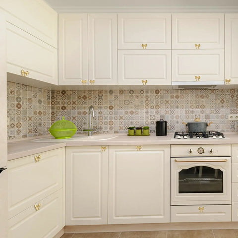 Dang Stylish Gold Bow Cabinet Handles Eight Pack Plus Heavy Duty Screws Easy Install Drawer Knobs For Dressers And Cabinets on kitchen cabinets.