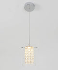 Bubble Cube Pendant Light With Glass Bead Shade And Chrome Finish, Integrated LED Dimmable Ceiling Fixture, 1 Light displayed