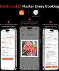 Mobile app interface for WiFi Bluetooth Smart Meat Thermometer With AI Cooking Assistant And App Control, IP67 Waterproof Probe