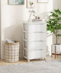 Five Drawer Rolling Storage Cart On Wheels White Plastic Organizer For Home Office And Living Room Mobile Cabinet With Three Large And Two Small Drawers Durable Vertical Storage Tower 16x13x31