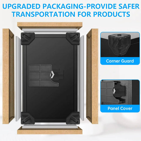 Massive 3.4 Cu Ft Home Safe Water Resistant And Fireproof With Digital Lock packaging with corner guards and panel cover