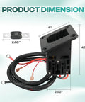 36V Charger Receptacle For Ezgo Txt Medalist Electric Golf Carts Powerwise Style dimensions shown, wiring harness included, black material.