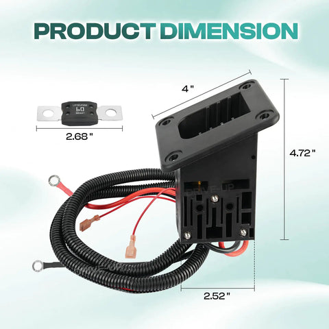 36V Charger Receptacle For Ezgo Txt Medalist Electric Golf Carts Powerwise Style dimensions shown, wiring harness included, black material.