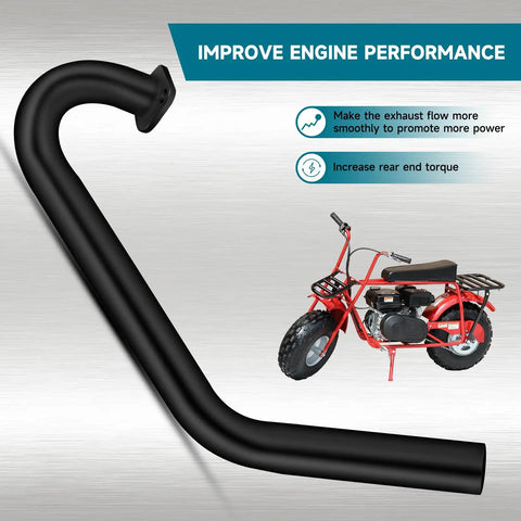 Exhaust Muffler Kit For Predator 212cc And 196cc 224cc Engines Plus Coleman Ct200u Ex Bt200x GX200 Tillotson Mini Bike Go Kart Performance Upgrade And More with black exhaust pipe and mini bike illustration